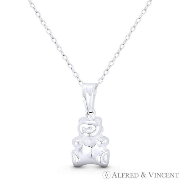 Pot Belly Teddy Bear 3D Toy Jewelry Charm Pendant in .925 Sterling Silver - Picture 1 of 1